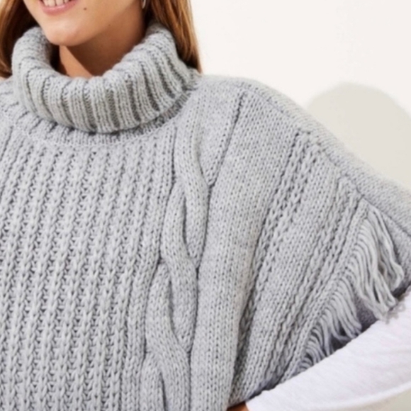 LOFT | Cable Knit Poncho - Picture 2 of 9